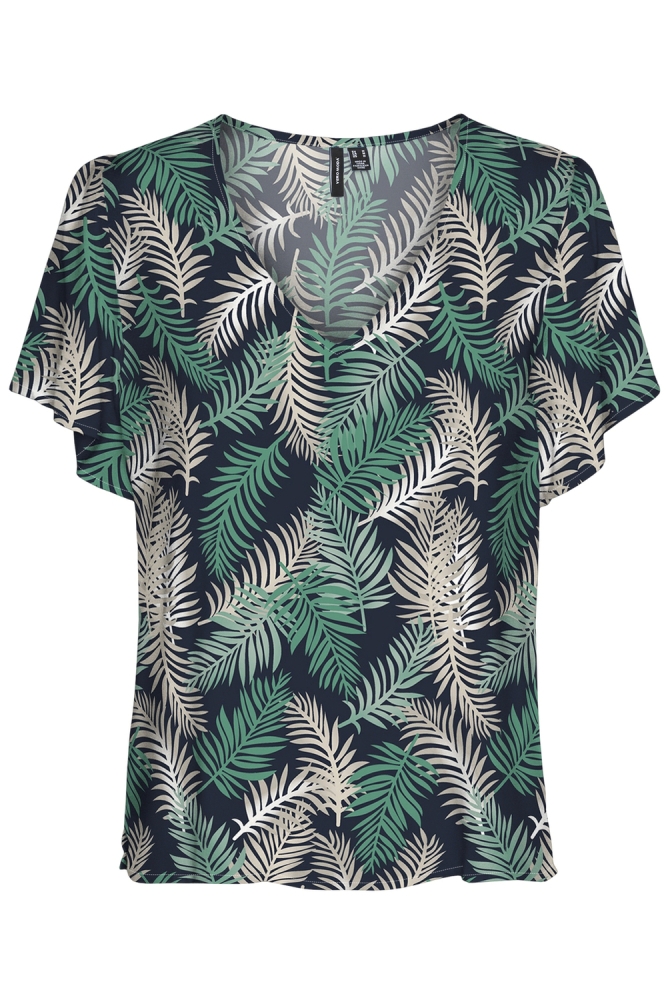 VMEASY JOY V-NECK SS BLOUSE WVN GA 10307987 Navy Blazer/Green Trop